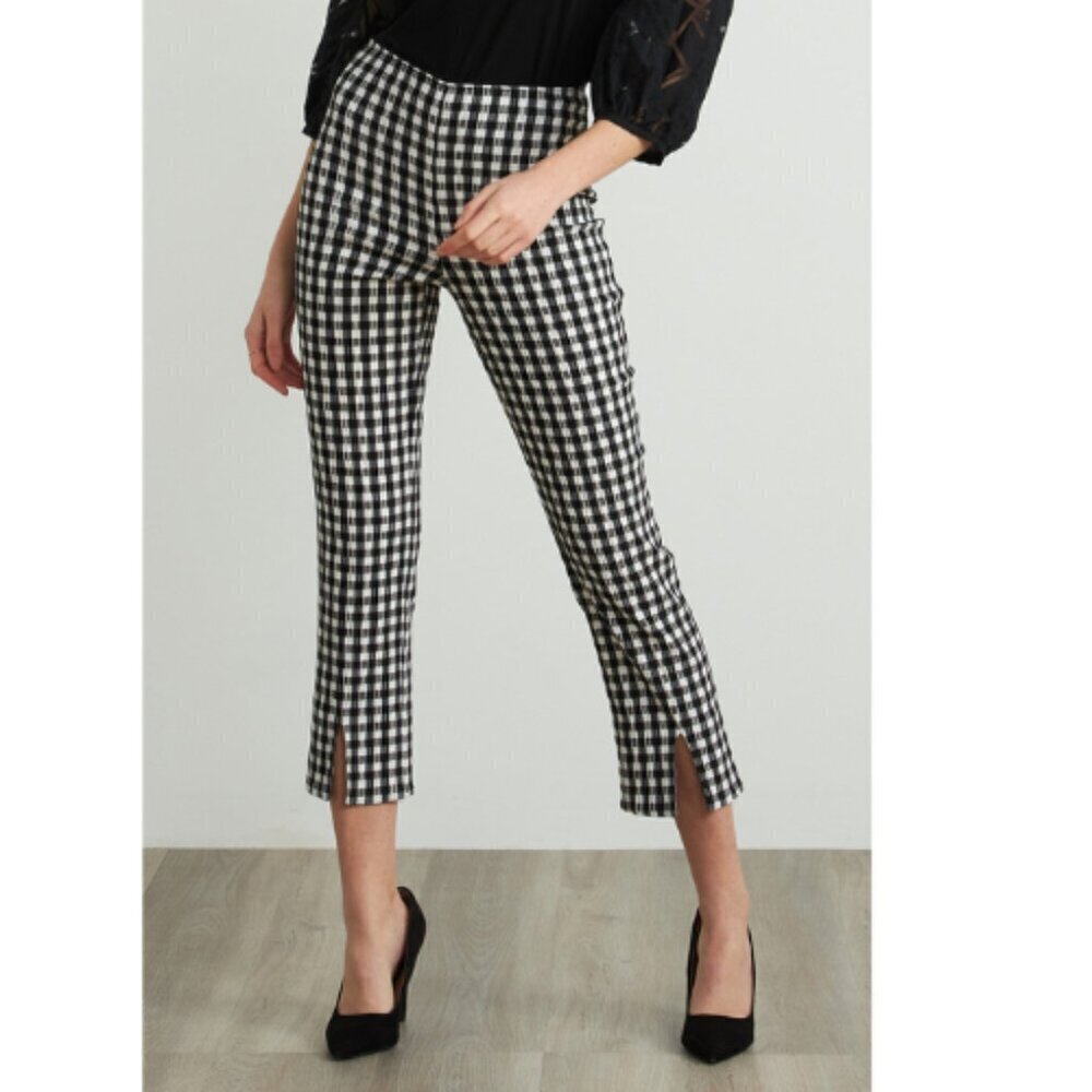 Joseph Ribkoff Womens 10 Pull On Cropped Gingham Pants